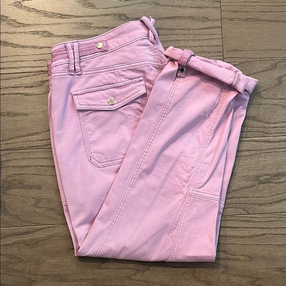 White House Black Market Pink Cropped or straight cargo style Pants - Picture 2 of 11